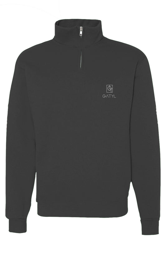 Cadet Collar Qatyl-Zip Sweatshirt BLACK